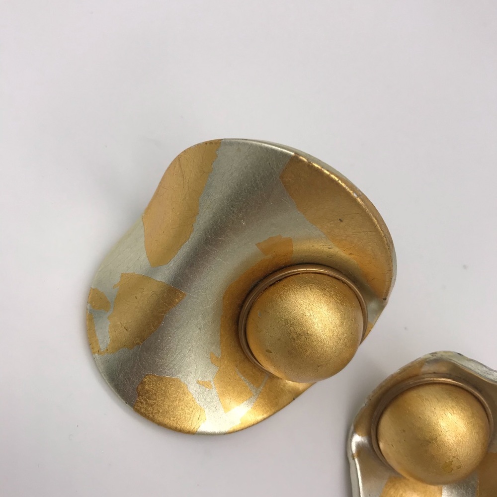 WONDERFUL 1980'S VINTAGE SILVER GOLD Earrings - Picture 3 of 7